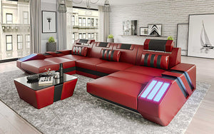 Cosmo U Shape Modern Leather Sectional with LED