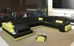 Carsa Modern Leather Sectional with Chaise