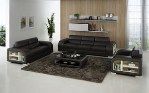 Poris Modern Leather Sofa Set