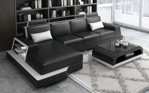 Civia Small Leather Sectional with Side Storage