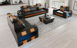 Cosmo Modern Leather Sofa Set with LED