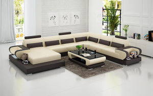 Mirak Modern U-Shape Leather Sectional