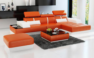 Mesa Mini Modern Leather Sectional with Chaise