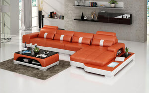 Kendrick Leather Sectional with Adjustable Headrest