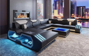 Sahara Modern Leather Sectional with Coffee Table