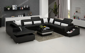 Charlotte Leather Sectional with Pop-Up Storage