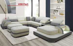 Molinaro Leather Sectional with Adjustable Headrest