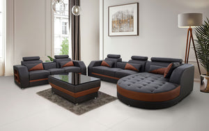 Lonsdale Leather Sectional with Shape Chaise