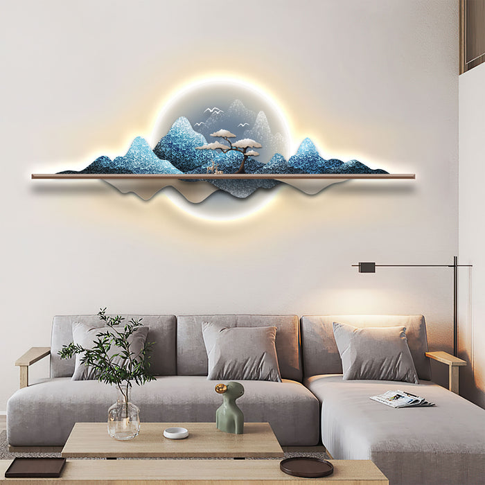 Futuristic Wall Art Elk Blue Mountain Landscape