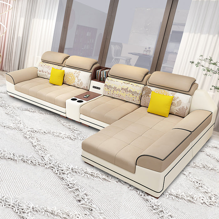 Selena Cream & White Small Modular Tufted Sectional