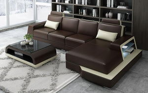 Civia Small Leather Sectional with Side Storage