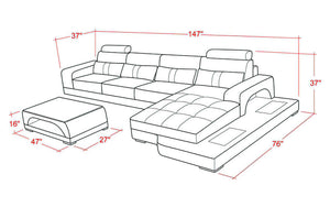 Kendrick Leather Sectional with Adjustable Headrest