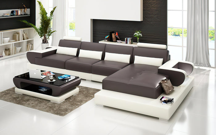 Mirak Small Modern Leather Sectional