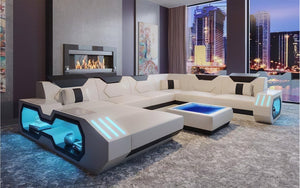 Sahara Modern Leather Sectional with Coffee Table