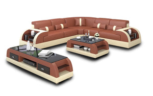 Piliu Leather Corner Sectional with Side Storage