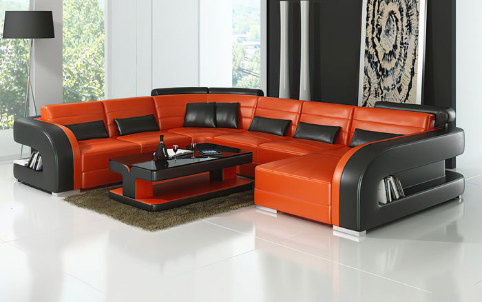 Hennessey Modern U-Shape Leather Sectional