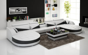 Geode Leather Sectional with Shape Chaise