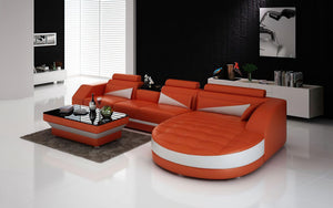 Skye Leather Sectional with Shape Chaise