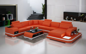 Everly Leather Sectional with LED Lights