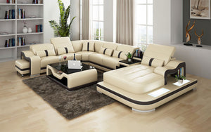 Sydney Large Leather Sectional with Side Table