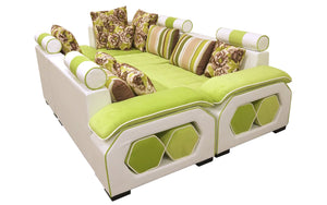 Selena Green & White Modular Tufted Sectional