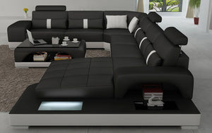 Mequon Large Leather Sectional with LED Lights