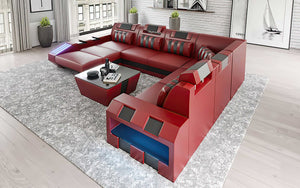 Cosmo Modern Leather Sectional with LED