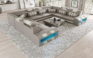 Cosmo XL U shape Modern Leather Sectional with Led Light