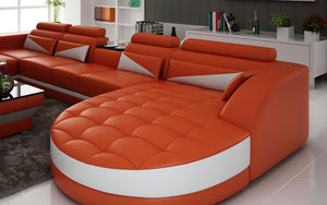 Lilo Leather Sectional with Shape Chaise