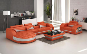 Lonsdale Leather Sectional with Shape Chaise