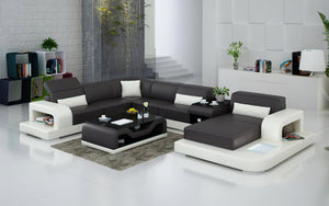 Gara Modern U-Shape Leather Sectional