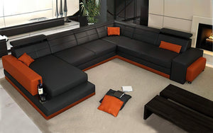 Carsa Modern Leather Sectional with Chaise