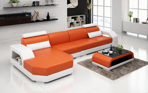 Luxi Small Modern Leather Sectional with Chaise