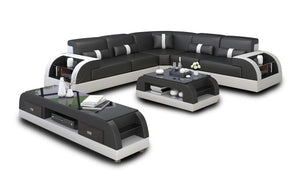 Piliu Leather Corner Sectional with Side Storage