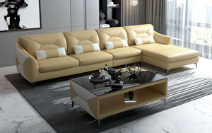 Bysic Small Leather Sectional with Chaise