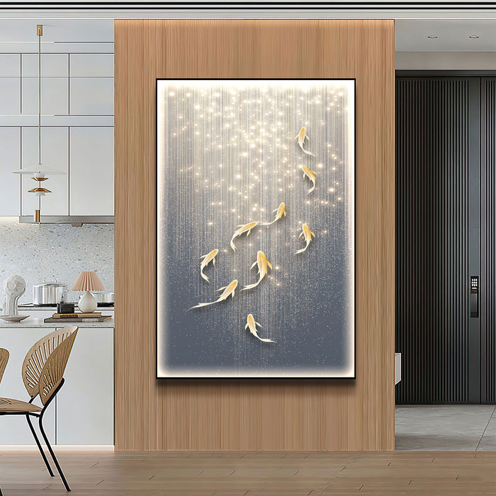 Futuristic Wall Art Nine Koi Fish VII