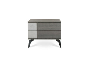 Polish Modern Faux Concrete & Grey Bedroom Set