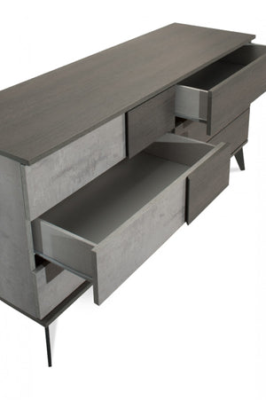 Polish Modern Faux Concrete & Grey Bedroom Set