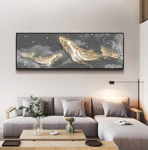 Futuristic Wall Art Whales Jumping III