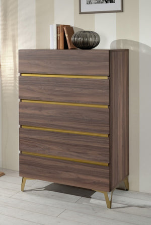 Camlo Modern Walnut & Green Velvet Chest