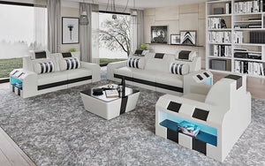 Cosmo Modern Leather Sofa Set with LED