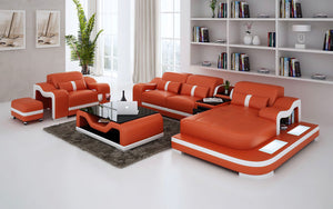 Bayard Leather Sectional With Ottoman