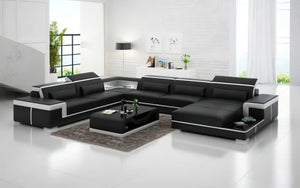 Perrault Leather Sectional with Adjustable Headrest