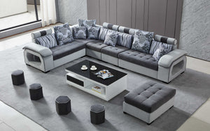 Selena Modular Tufted Sectional StyleB(Grey & Light Grey)