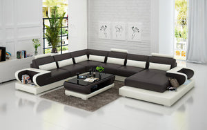 Mirak Modern U-Shape Leather Sectional