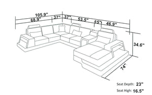 Civia Modern Leather Sectional With Console Table