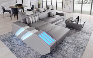 Cosmo Small Modern Leather Sectional with LED