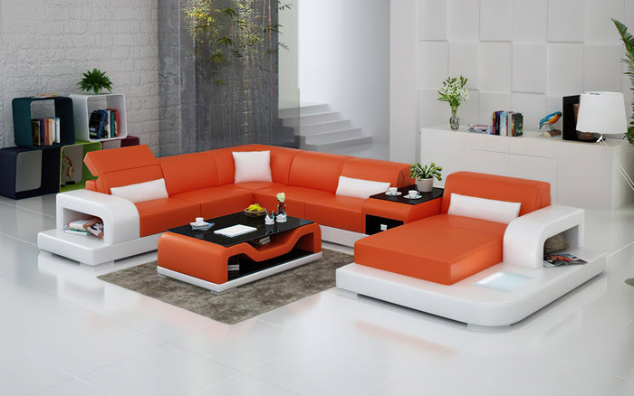 Gara Modern U-Shape Leather Sectional