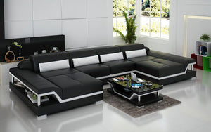 Taliya Small Modern U-Shape Leather Sectional