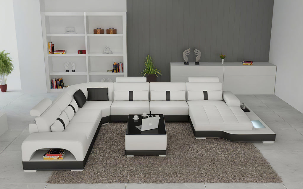 Mequon Large Leather Sectional with LED Lights